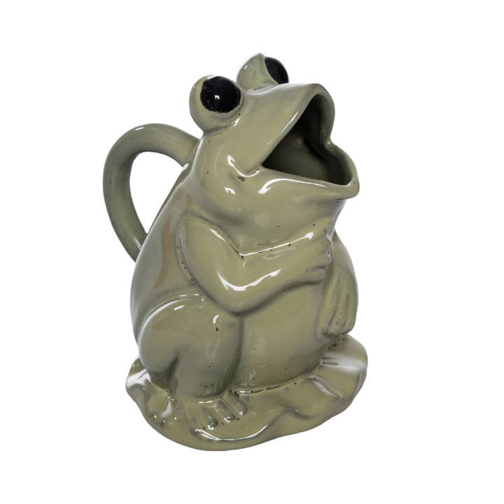 Frog Pitcher - Spring Green Ceramic Water Pitcher for wholesale by Transpac