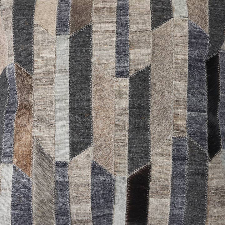 Gris/Charbon Coussin rayé en simili cuir multicolore en vente sur Faire