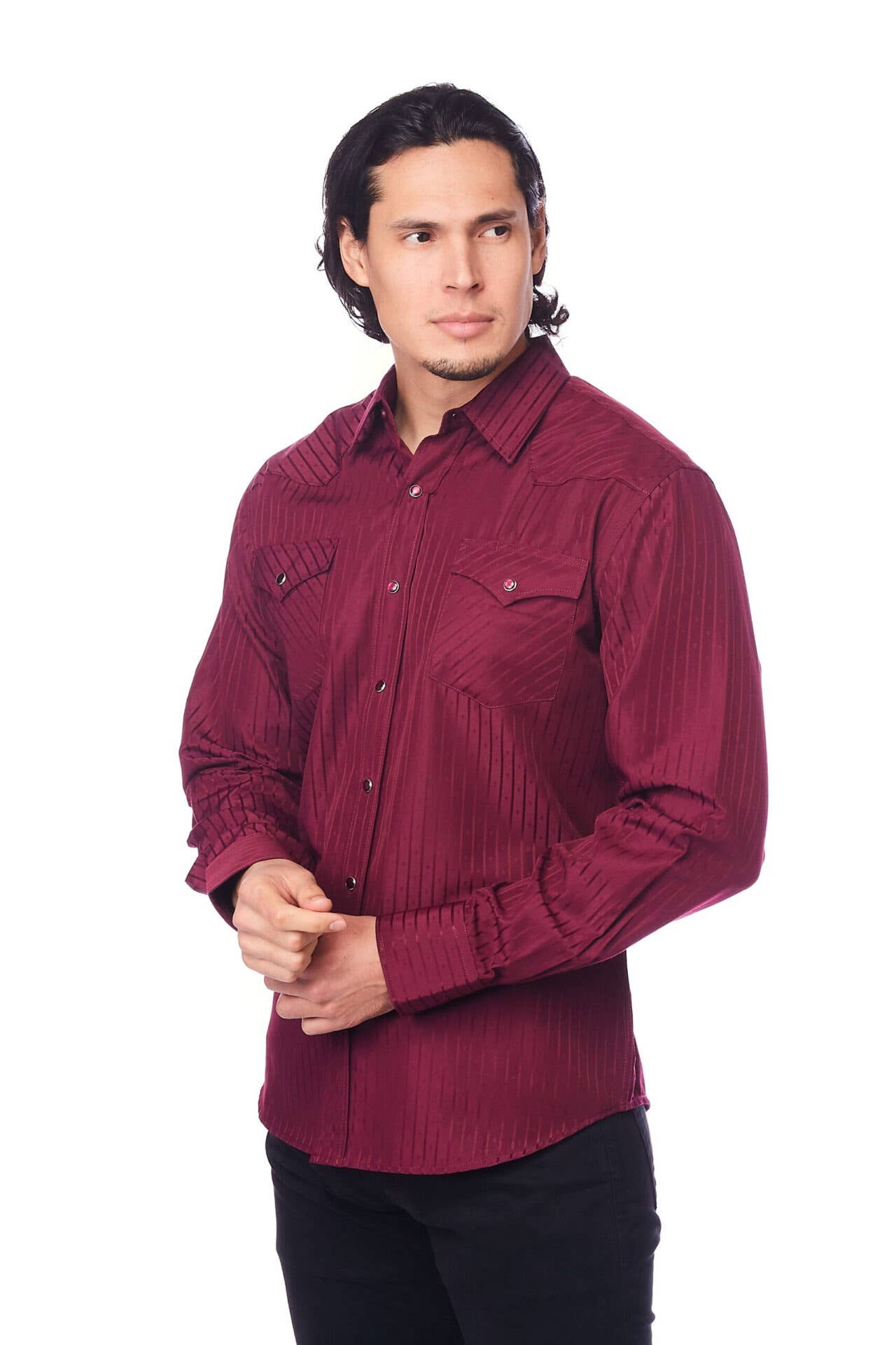 Rodeo Clothing - Wholesale Button Down Shirt - Men's - Men's long sleeve western cotton/poly yarn-dyed plain shirts10