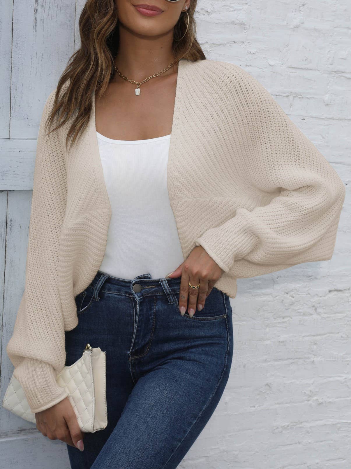 Rosa Clothing - Wholesale Cardigan - Women's - plain bat-wing sleeve Knit cardigan9