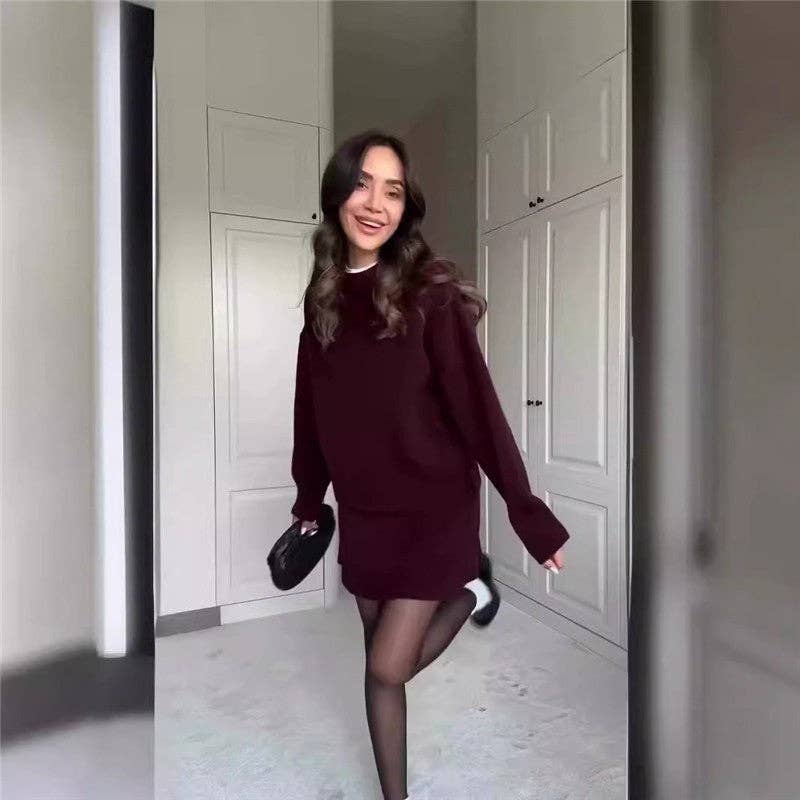 kycozy - Wholesale Top & Skirt Set - Women's - Solid Color Knit Sweater Skirt Set8