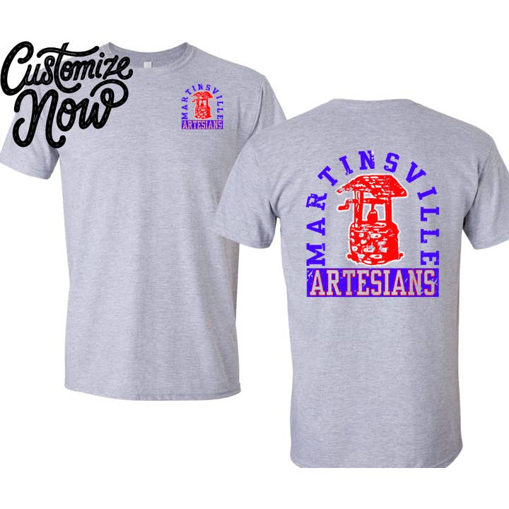 Custom Vintage Arch Mascot Design Tee — Wholesale — Gildan for wholesale by 222 PARKSIDE