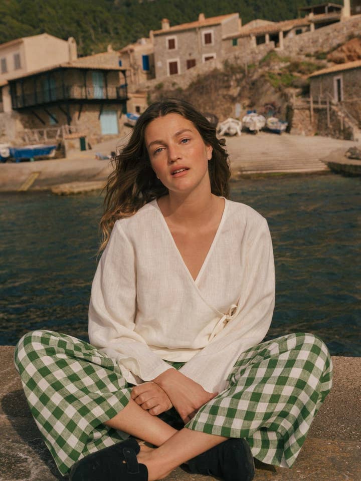 Adele wrap linen top | ARCHIVE SALE for wholesale by AmourLinen