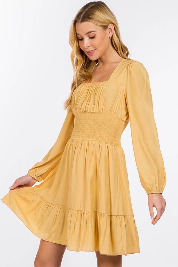 Hesperus - Wholesale Dress - Women's - Smocked Waist Square Neck Dress2