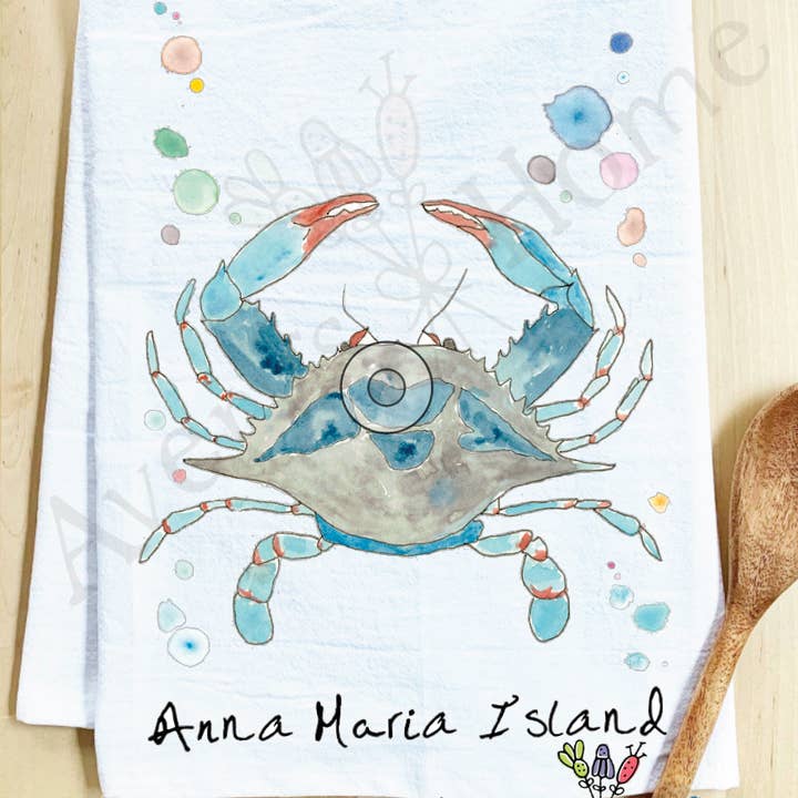 Avery's Home - Vente Torchons - Torchon côtier personnalisable "Blue Crab Ocean"2