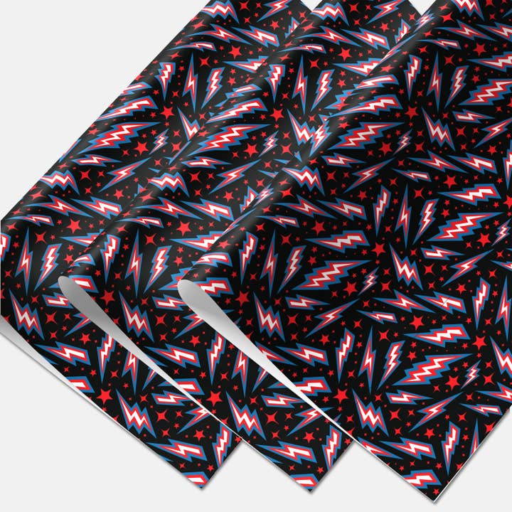 Rock'N Paper - Wholesale Wrapping Paper Roll - Rebel Rebel Gift Wrapping Paper, Lightning Bolt, Retro style1