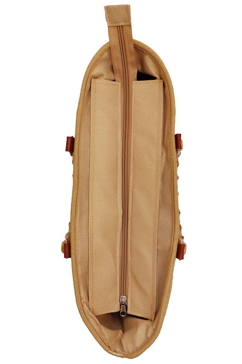 Cap Zone - Wholesale Beach Bag - Oversized Faux Bamboo Handle Braided Woven Beach Tote Bag7