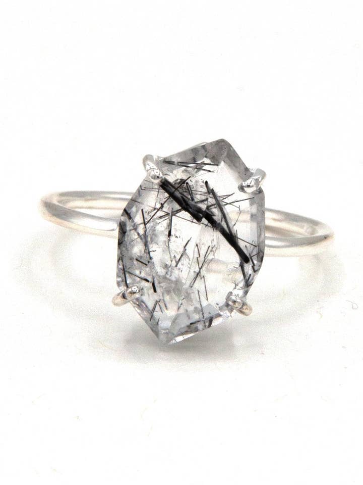 Organic Cut Sterling Ring - Rutile Quartz for wholesale by Fair Anita