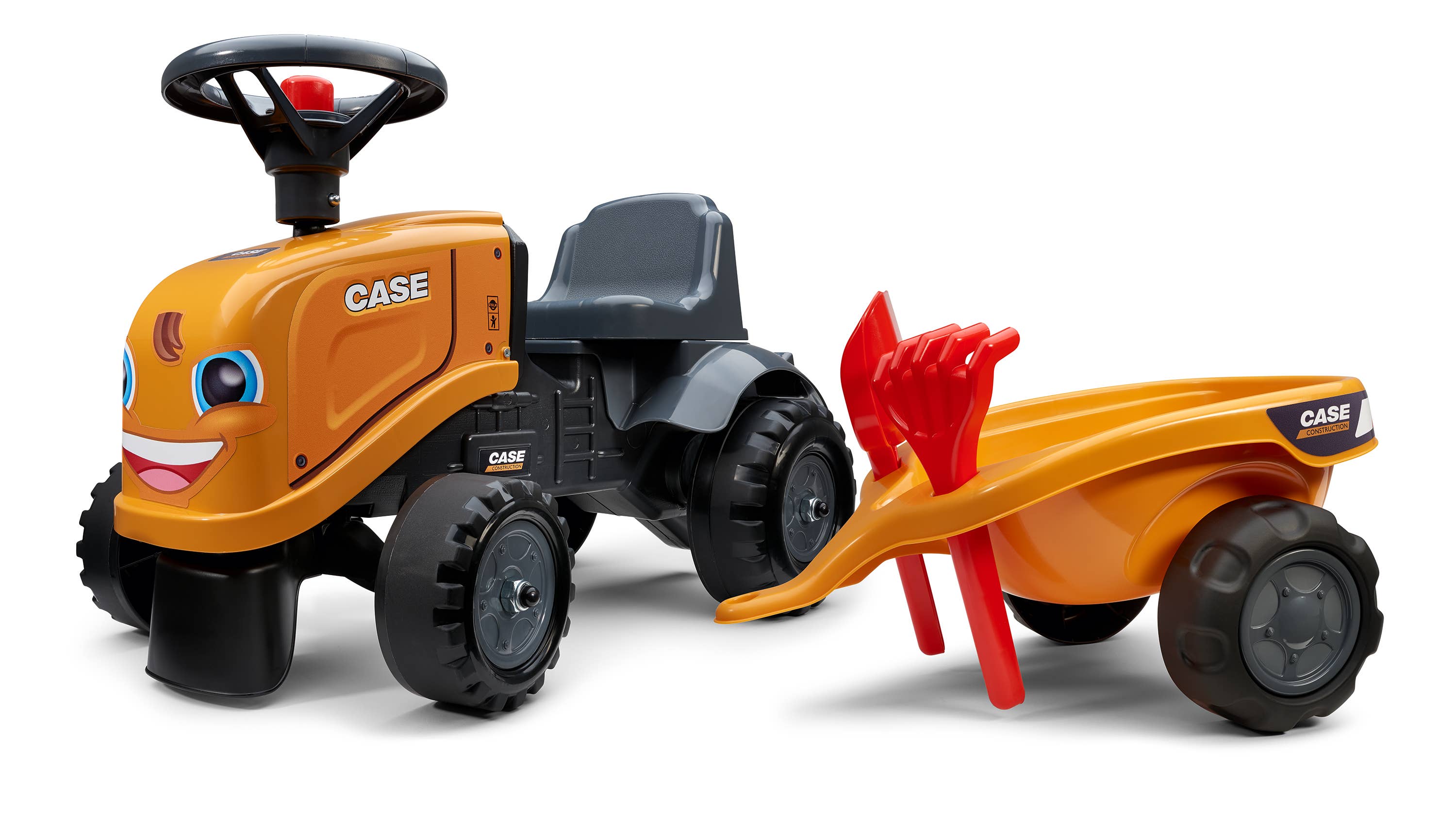 American Hobbies & Merchandising - Wholesale Bike/Scooter - Kids - Case CE Tractor with Trailer & Access, Push Ride-on 1-3 Y1