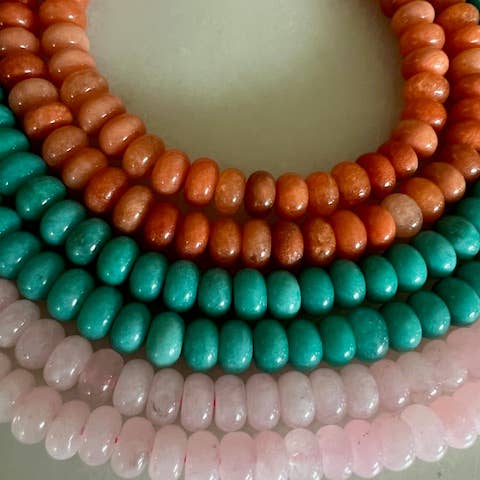 Sonya Renee Jewelry - Wholesale Beaded/Pearl Necklace - Lilly Gemstone Bead Necklace multi-color 8mm opals jade 58