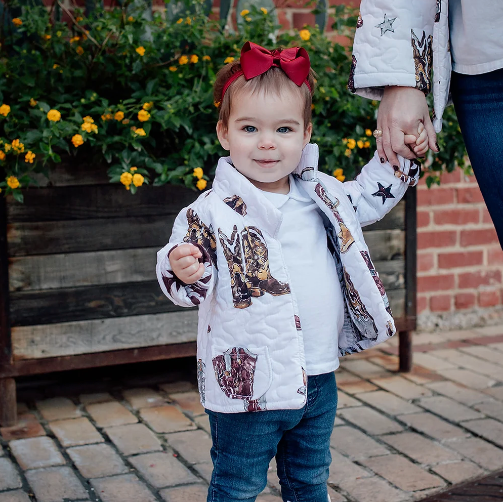 Ida Mae Home - Wholesale Jacket - Kids - Gig Em Maroon & White Youth Quilted Snap Jacket1