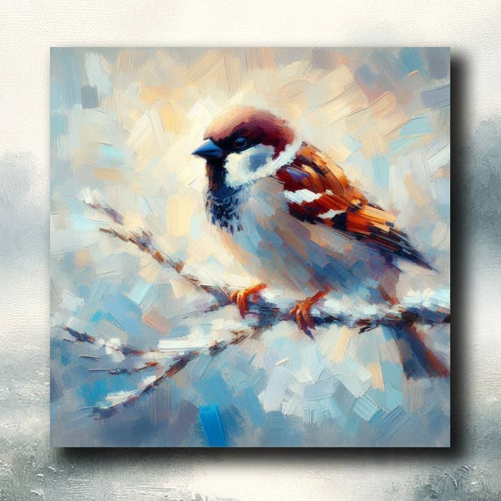 Moineau friquet Aimant de réfrigérateur 55x55mm - Souvenirs Gadgets Art pour la vente par frostedgrey