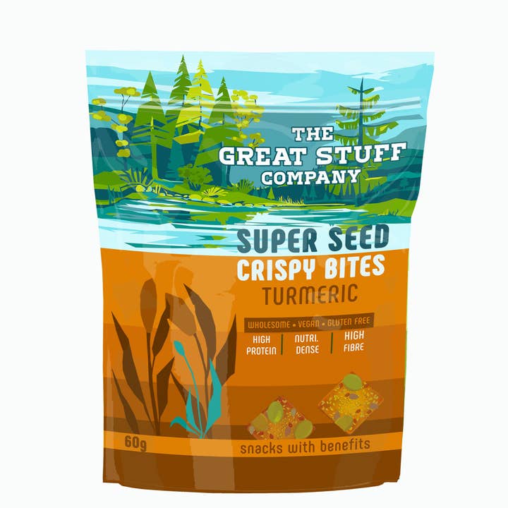 The Great Stuff Company Ltd. – wholesale Crackers – Super Seed Crispy Bites with Turmeric - Gluten Free - 60g
