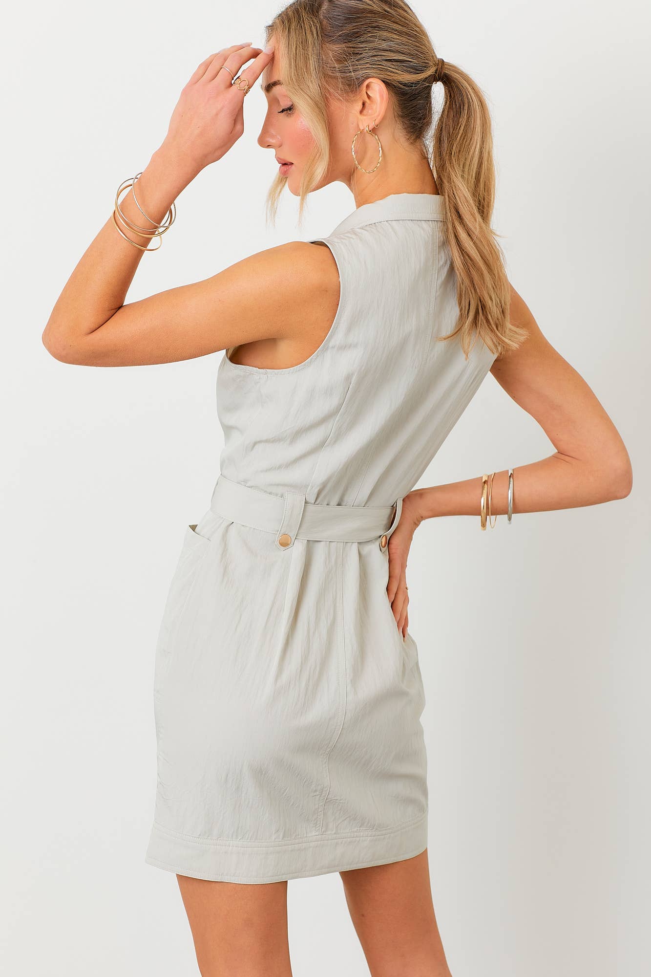 BABY PINK - Vendita all'ingrosso Vestito - Donna - Abito Mini Senza Maniche con Cintura Utilitaria13