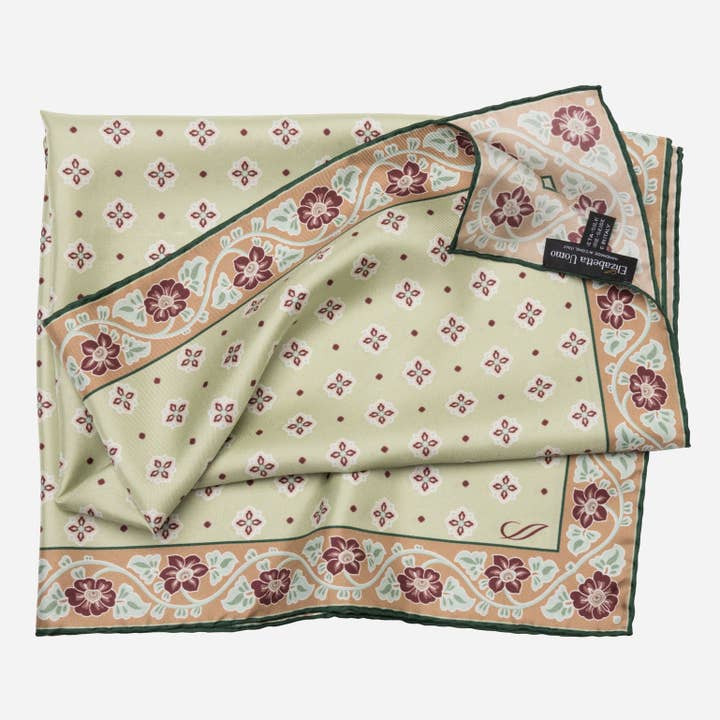Elizabetta Made in Italy USA - Venta al por mayor Bufanda - Unisex - Ducati - Pañuelo de seda enrollado a mano, color verde