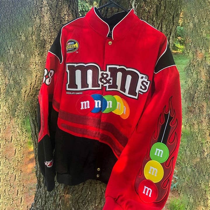 Red Motorcycle Print Loose Long Sleeve Jacket for wholesale on Faire1