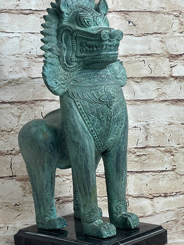 Kinesisk Foo Dog Guardian Lion Bronze Skulptur Statue Signeret Håndlavet Kunst 13 „x for engroshandel hos Bronzhaus