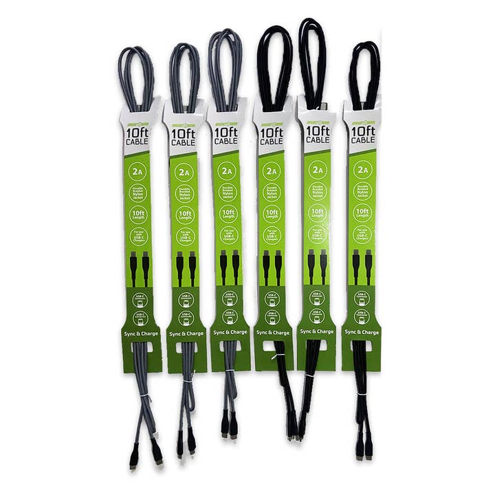 Charging Cable USB-C to USB-C 10 ft- 6/Pack for wholesale by Gadget Gear
