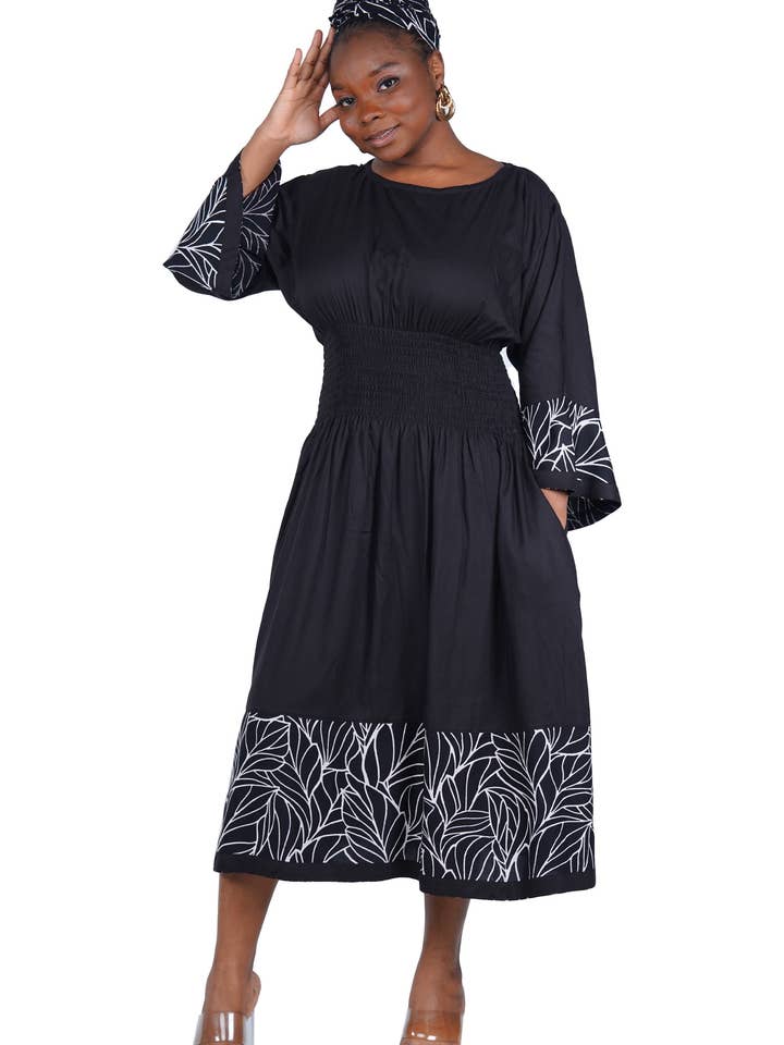 African Trim Midi Dress for wholesale by Satsuma Wholesale