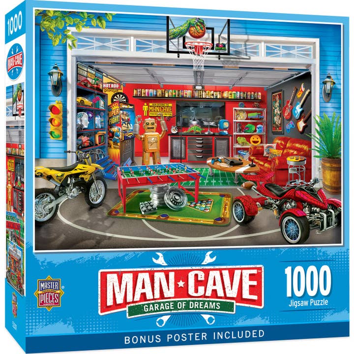 Man Cave - Garage of Dreams 1000 Piece Jigsaw Puzzle for wholesale by Masterpieces Puzzles