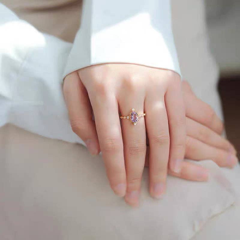 happyzzzsu - Wholesale Multi-Stone Ring - 925 Sterling Silver Gold Plated Amethyst Ring3