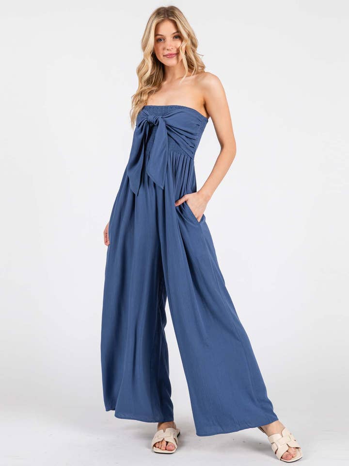 Macacão com Top de Amarrar na Frente e Calças Largas - VNJU60417 por atacado de Final Touch