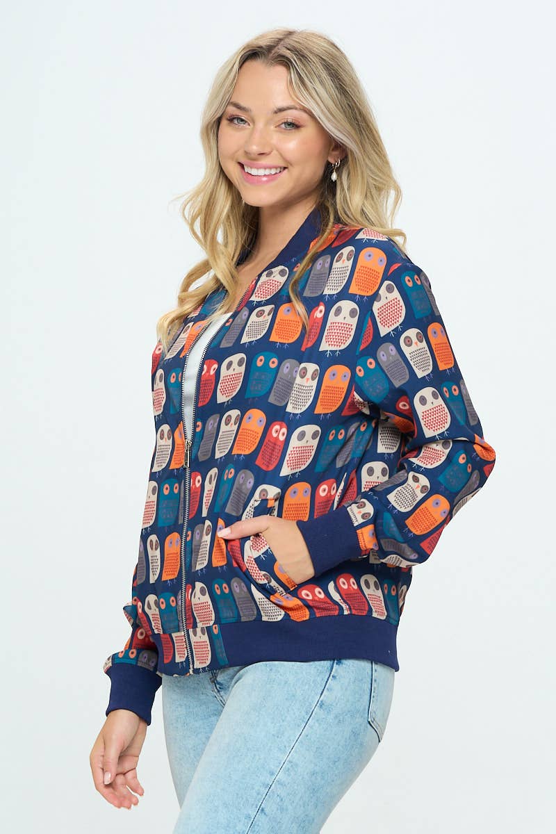 SM WARDROBE – Engroshandel Bomberjakke - Dame – BOMBERJAKKE UGLE MED HELPRINT3