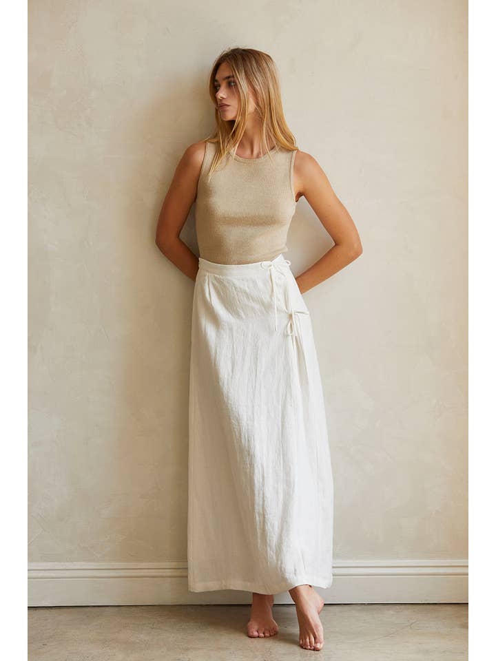WHITE CS9453 - Wionna Wrap Maxi Skirt for wholesale on Faire