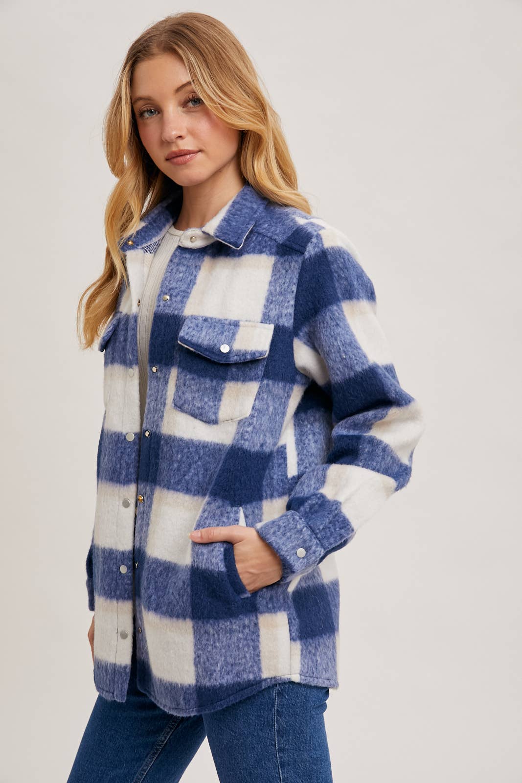 Bluivy – Engroshandel Skjortejakke/shacket – til kvinder – PLAID BØRSTET FLANNEL SHACKET20