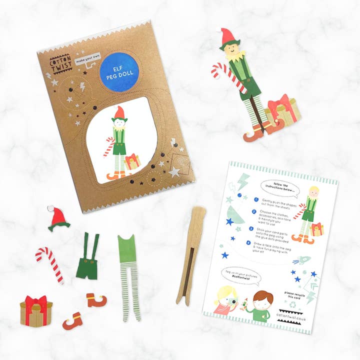 Cotton Twist - Wholesale DIY Craft Kit - Kids - Make Your Own Elf Peg Doll