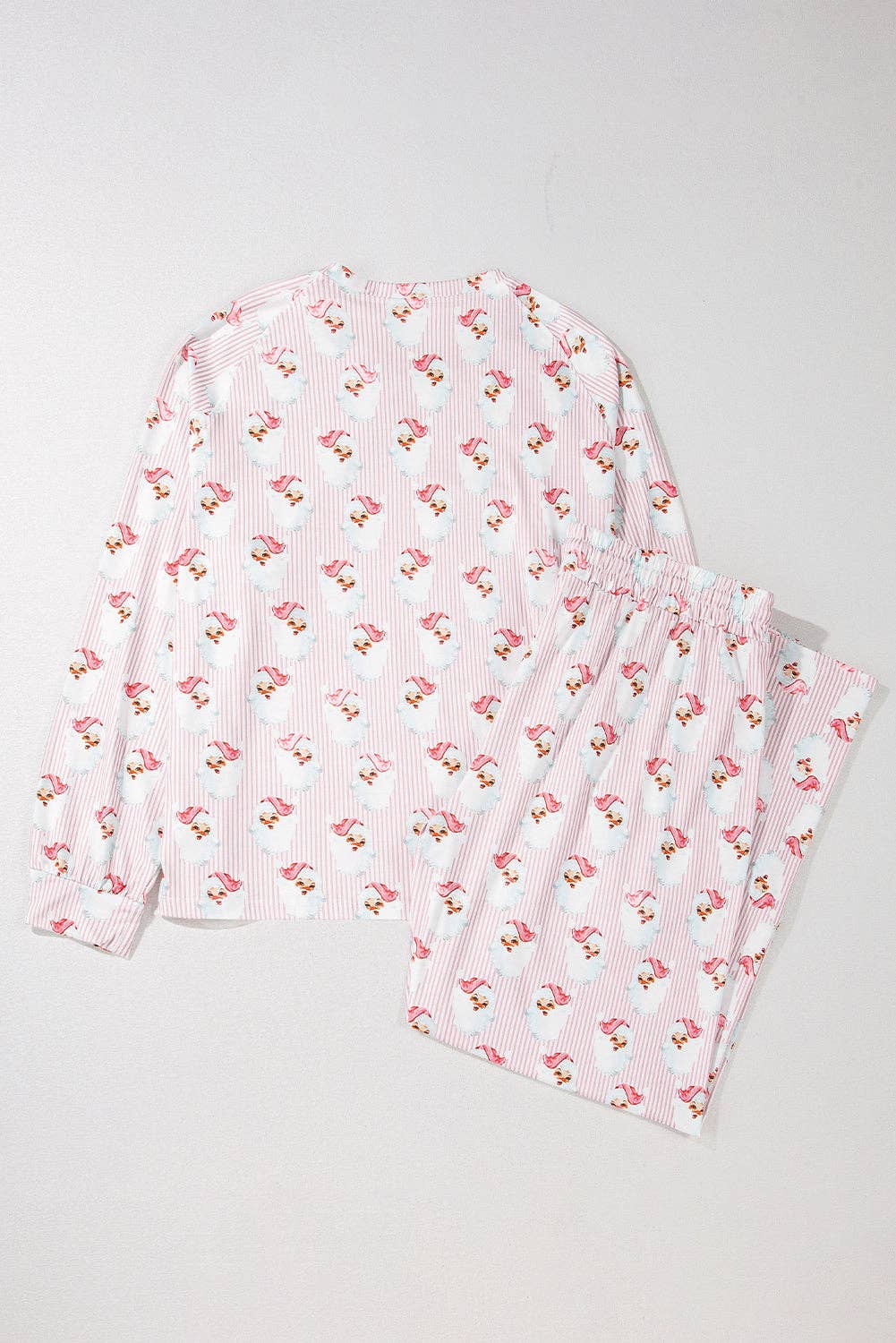 PRETTY BASH - Wholesale Lounge Set - Women's - Christmas Santa Claus Stripe Top and Pants Lounge Set6