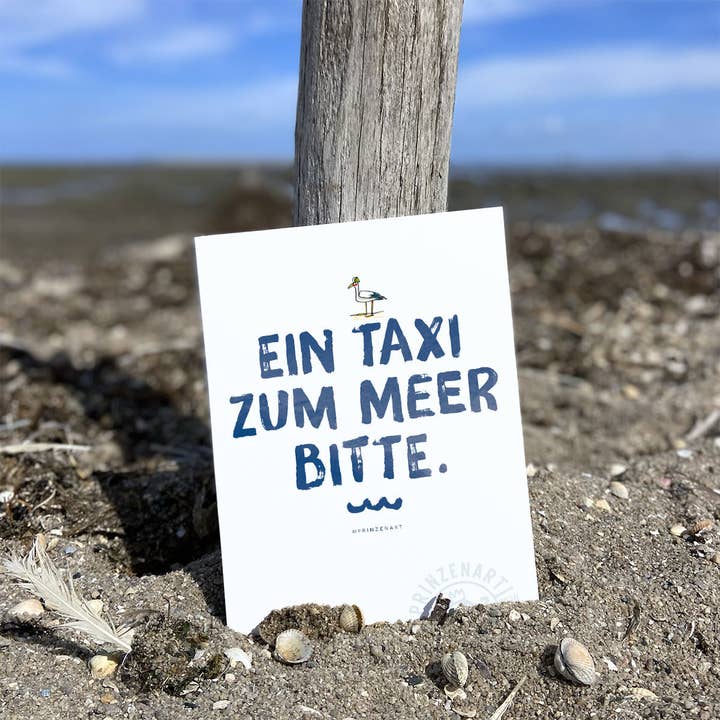 Vykort "Taxi till havet" | Roliga citat från havet för wholesale av Prinzenart