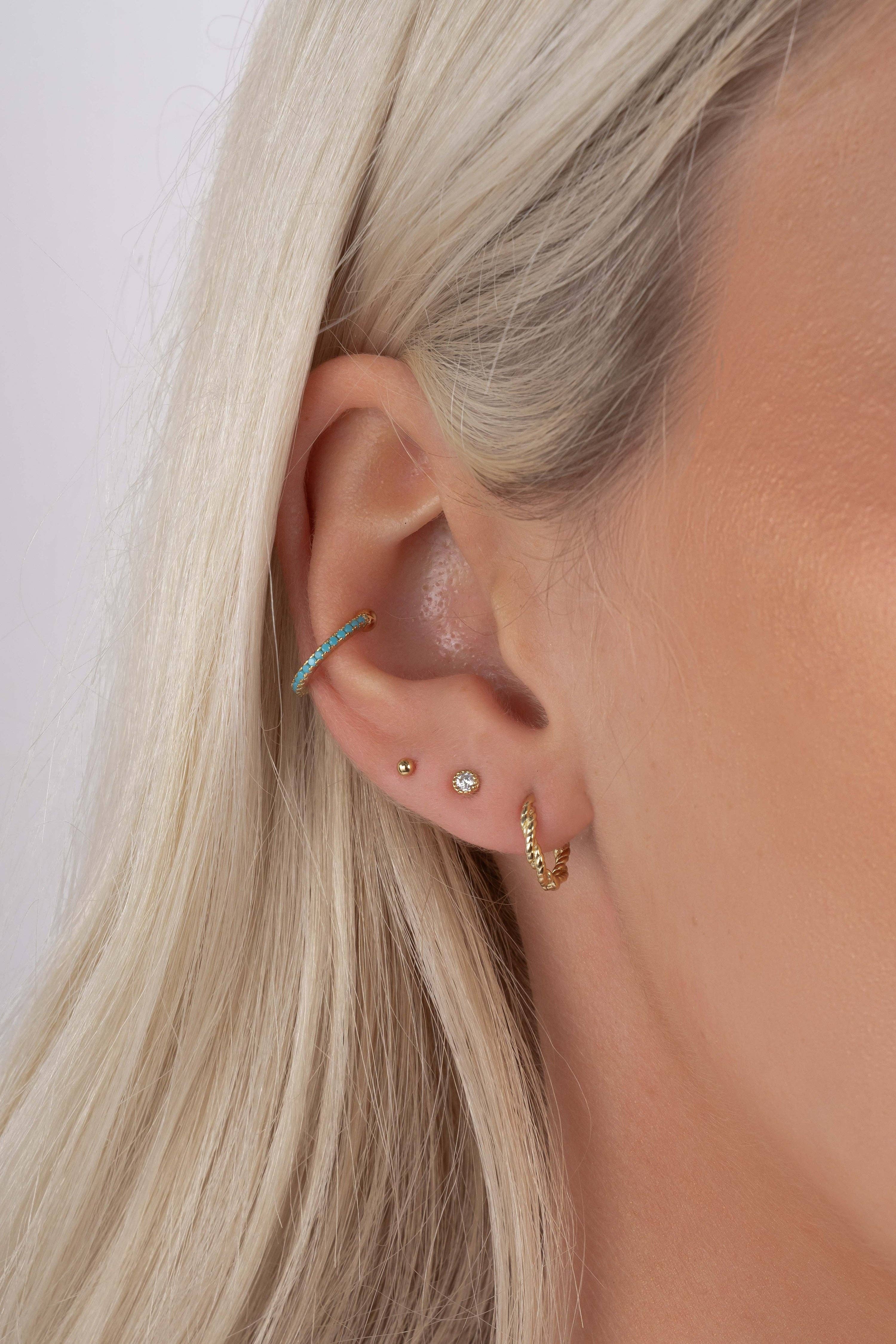 Sami Jewels - Vente Boucles d'oreilles ear cuffs/bagues d'oreilles - Manchette Oreille Turquoise1