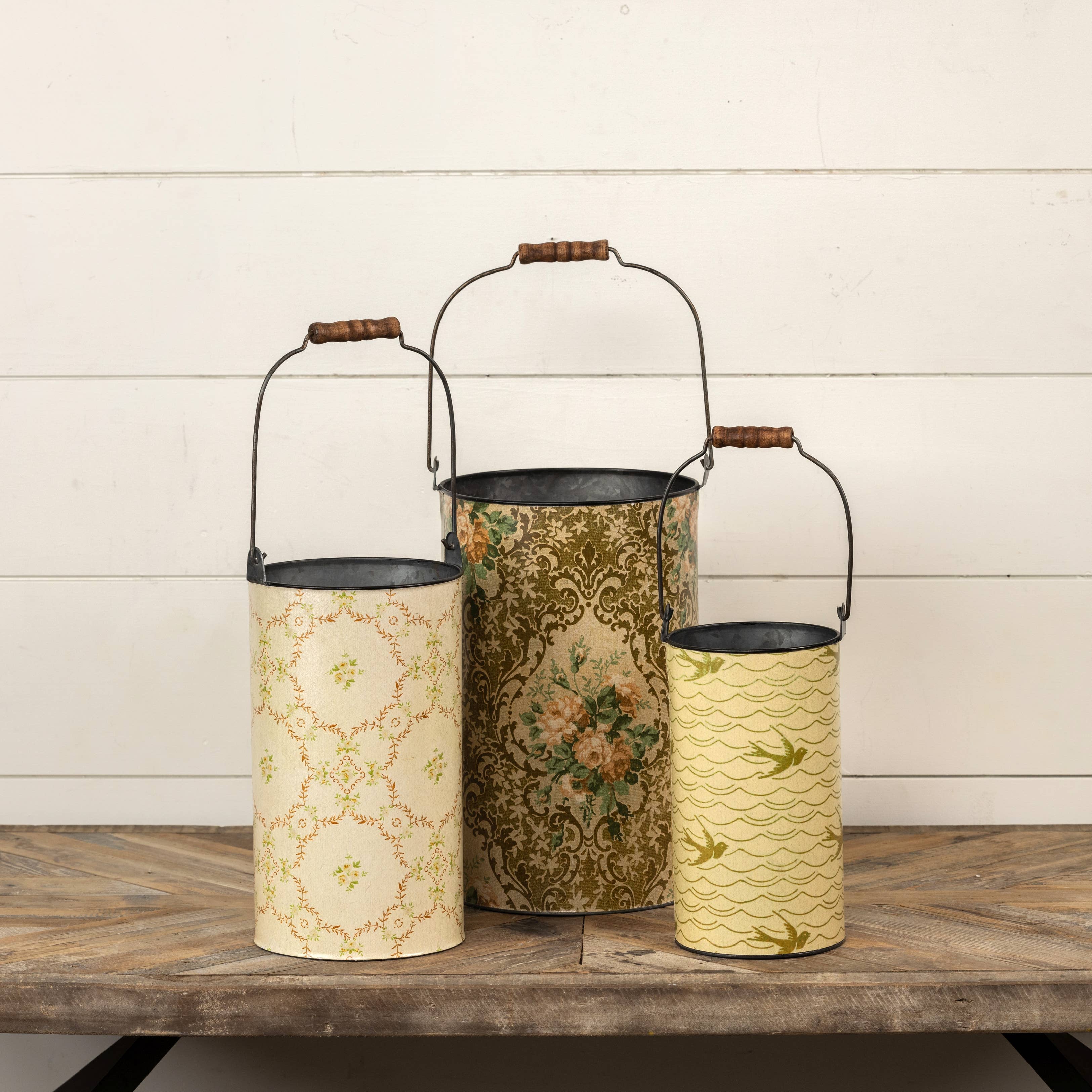 Ragon House - Wholesale Bucket/pail - SET/3 TRANQUIL EVENINGS METAL BUCKETS
