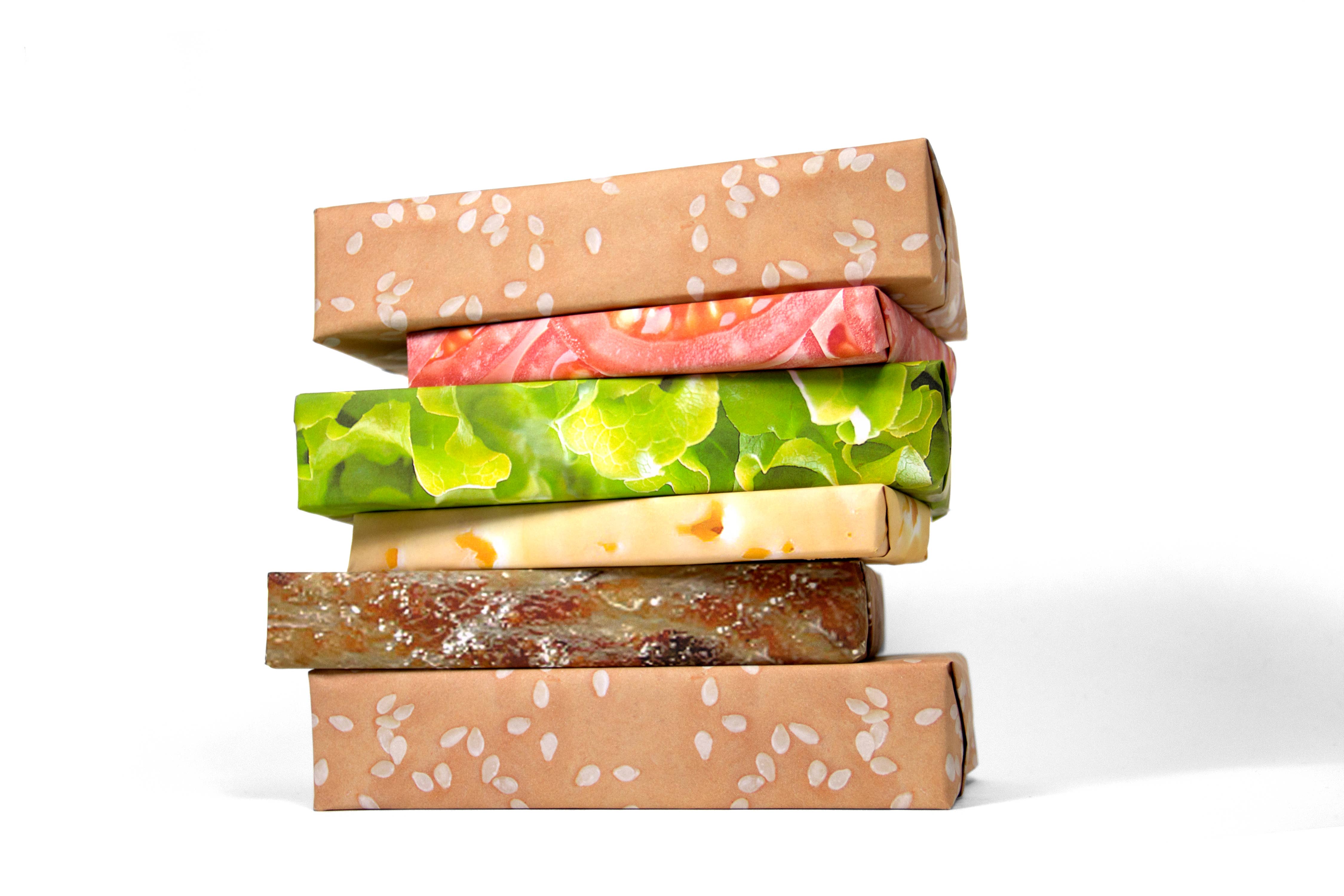 Gift Couture - Wholesale Flat Wrap - Cheeseburger Wrapping paper Set