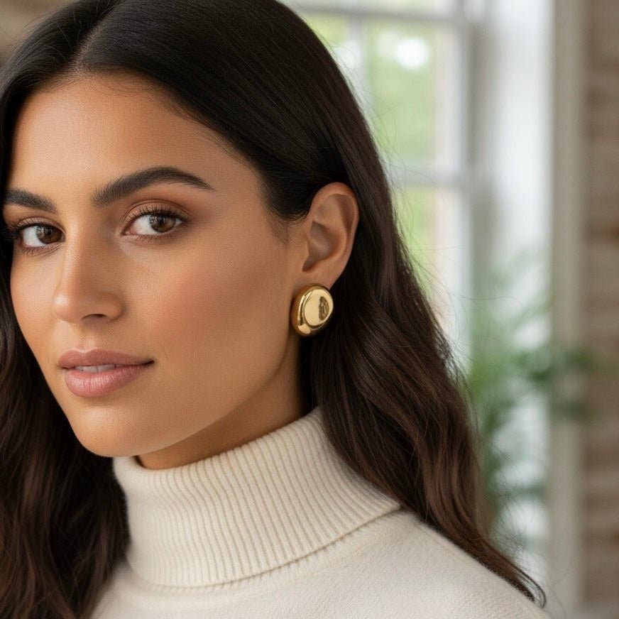 DUESTELLE ITALIA - Wholesale Hoop Earrings - Pure Gold - Oval Statement Earrings in Steel0