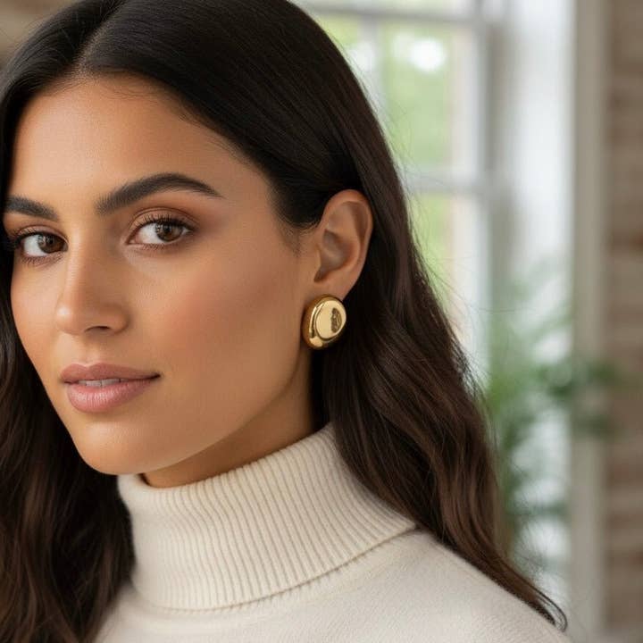 DUESTELLE ITALIA - Wholesale Hoop Earrings - Pure Gold - Oval Statement Earrings in Steel