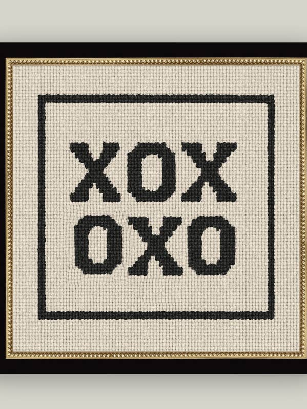 Stampa Antica Incorniciata Punto Croce XOXO per la vendita all'ingrosso da parte di Petal Lane Home
