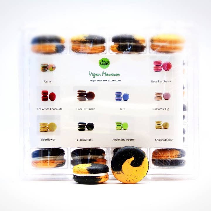 Pumpkin Chocolate Vegan Macarons | Available in 24 & 48 Pack | A great addition for your bakery establishment or your next party for wholesale by macaron centrale