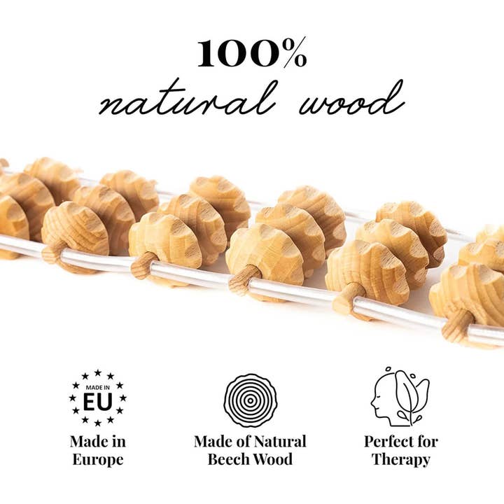 Tuuli GmbH - Venta al por mayor Masajeador corporal - Rodillo Masajeador de Madera para Espalda con Cuerda de 120 cm6