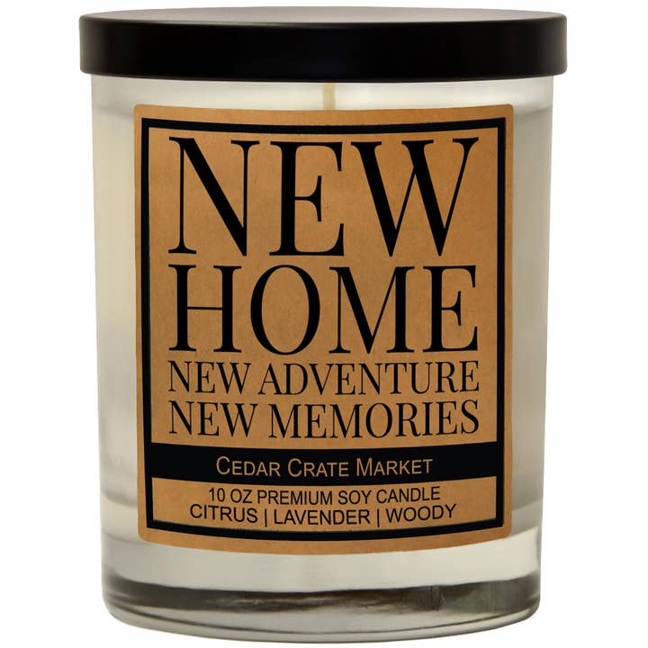 New Home New Adventures New Memories Soy Candle for wholesale by Cedar Crate Market