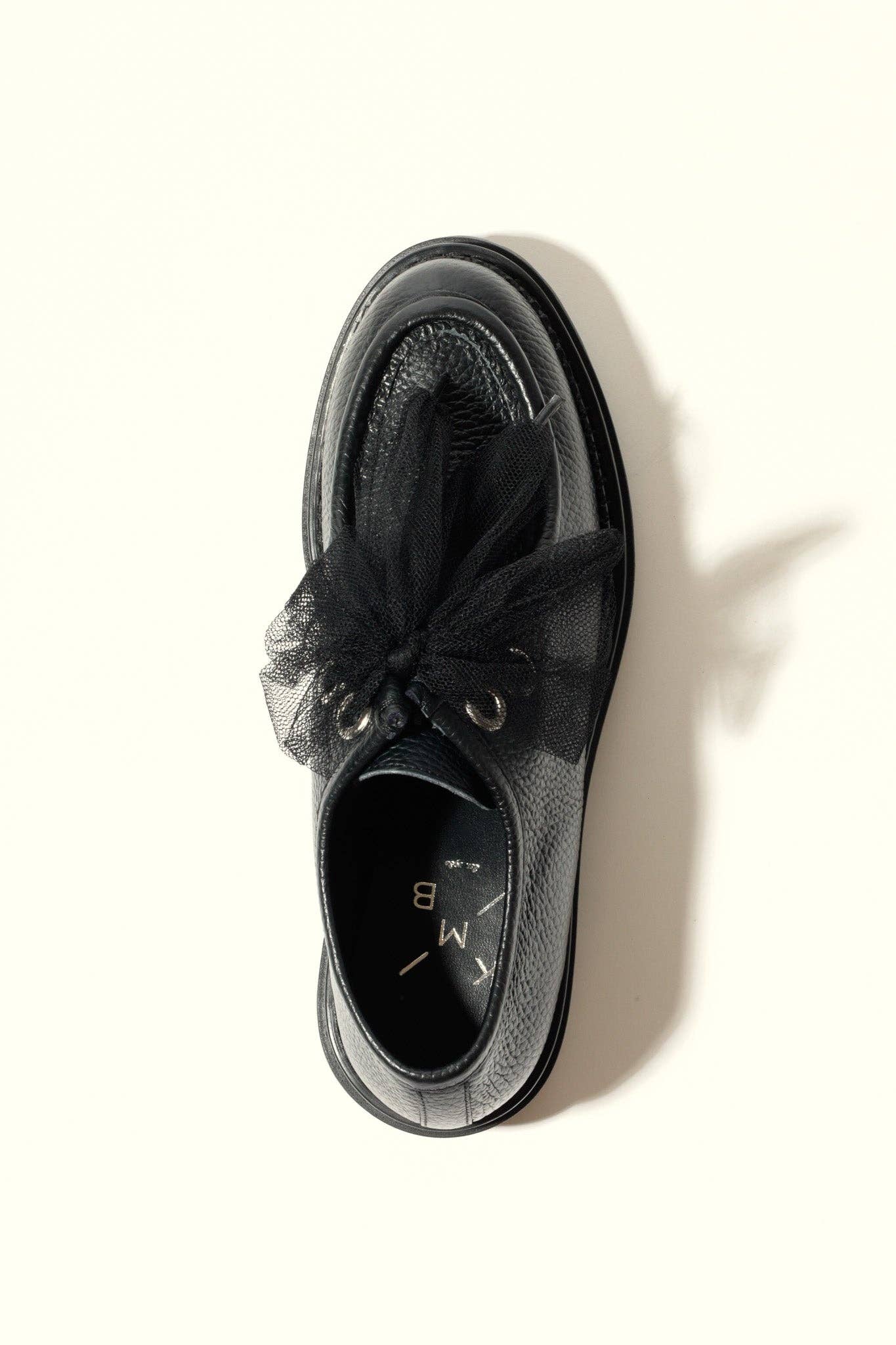 KMB Shoes - Wholesale Casual Shoes - Kids - ODDA BLACK- Chunky Sole Wallabee Shoes with Tulle Laces1