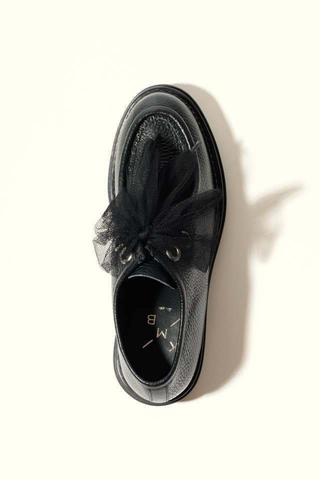 KMB Shoes - Wholesale Casual Shoes - Kids - ODDA BLACK- Chunky Sole Wallabee Shoes with Tulle Laces1