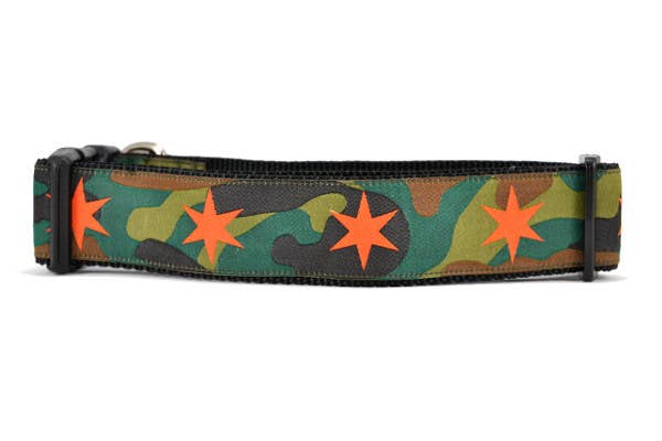 six point pet - Wholesale Pet Collar - Dog - Camouflage-Green with Orange Stars5