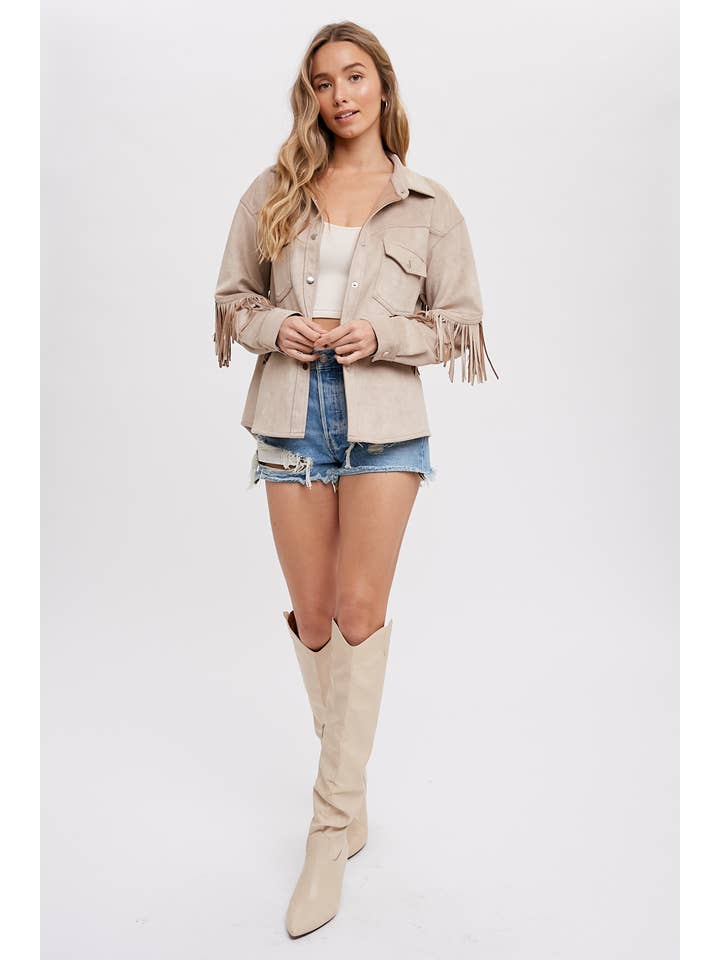 Bluivy - Wholesale Shirt Jacket/Shacket - Women's - VEGAN SUEDE FRINGED SHACKET8