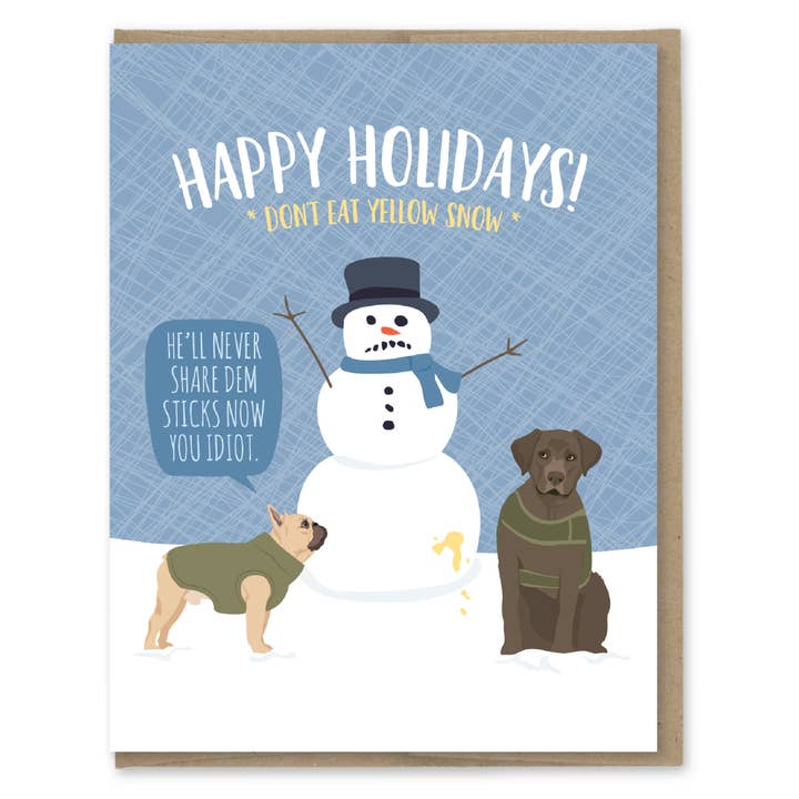 Funny Christmas Card - Yellow Snow for wholesale by Modern Printed Matter