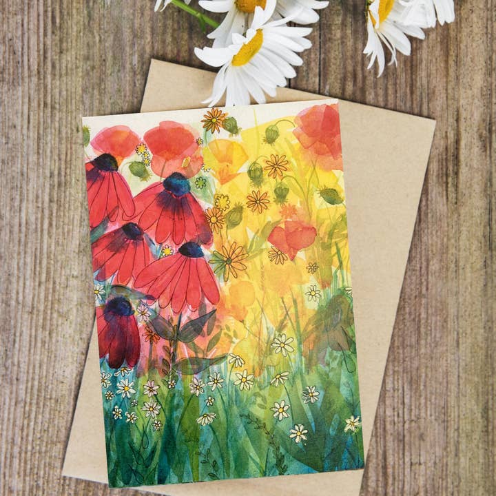 Yellow Poppy Card x5 for wholesale by Badibidu Watercolours