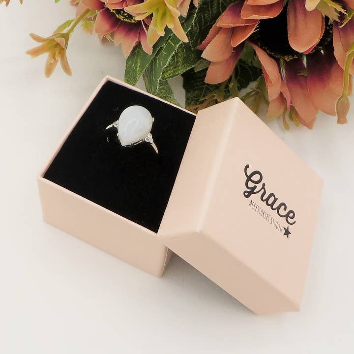 DEVA drop ~ Adjustable Moonstone Ring - Natural Moon Stone for wholesale on Faire
