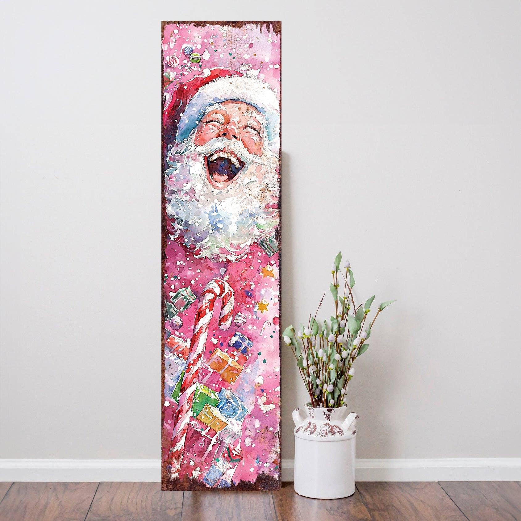 TX USA Corporation - Wholesale Outdoor Sign - Pink Santa Porch Sign – Watercolor Christmas Welcome for Outdoor or Indoor Use9