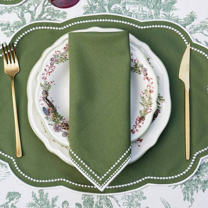 MIRELI GREEN RECTANGLE PLACEMAT & NAPKIN SET for wholesale by PNR Decor